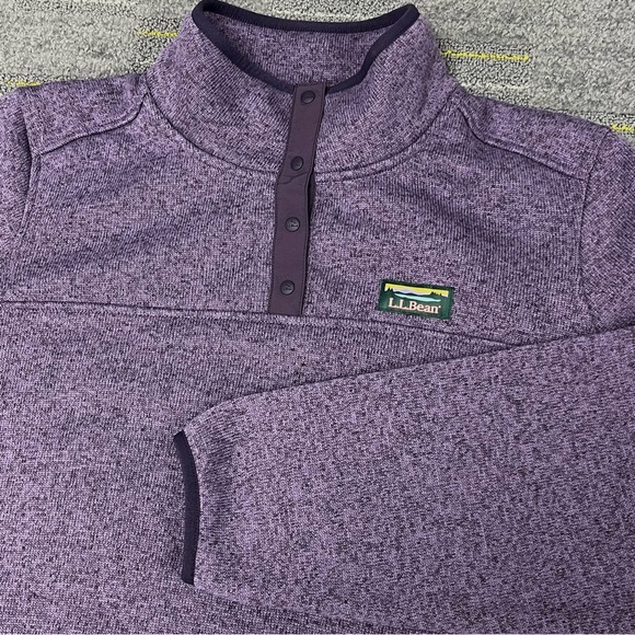 L.L. Bean Sweater Fleece Pullover Womens Size 1X Plus Purple 1/4 Snap Outdoor - Picture 1 of 11
